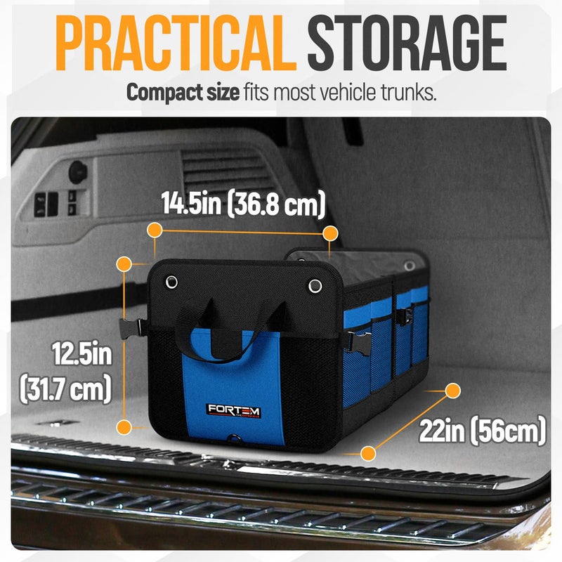 FORTEM Trunk Organizer For SUV Car Organizer and Storage, Collapsible Multi-Compartment Storage Bag Car Accessories for Women Men, 1680D Oxford, Non Slip Bottom, Adjustable Straps, Soft Cover (65L) - Image 3